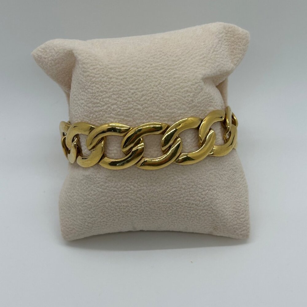 Vintage Napier Gold-tone Bracelet Chunky Curb Link 80s Designer Statement 7 in. - Picture 7 of 14